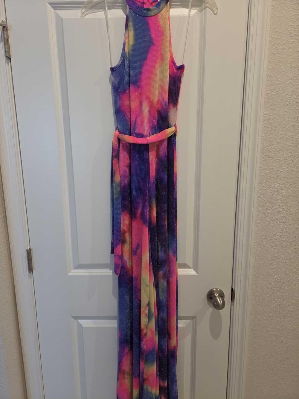 Tie-Dye Halter Jumpsuit in Pink & Purple